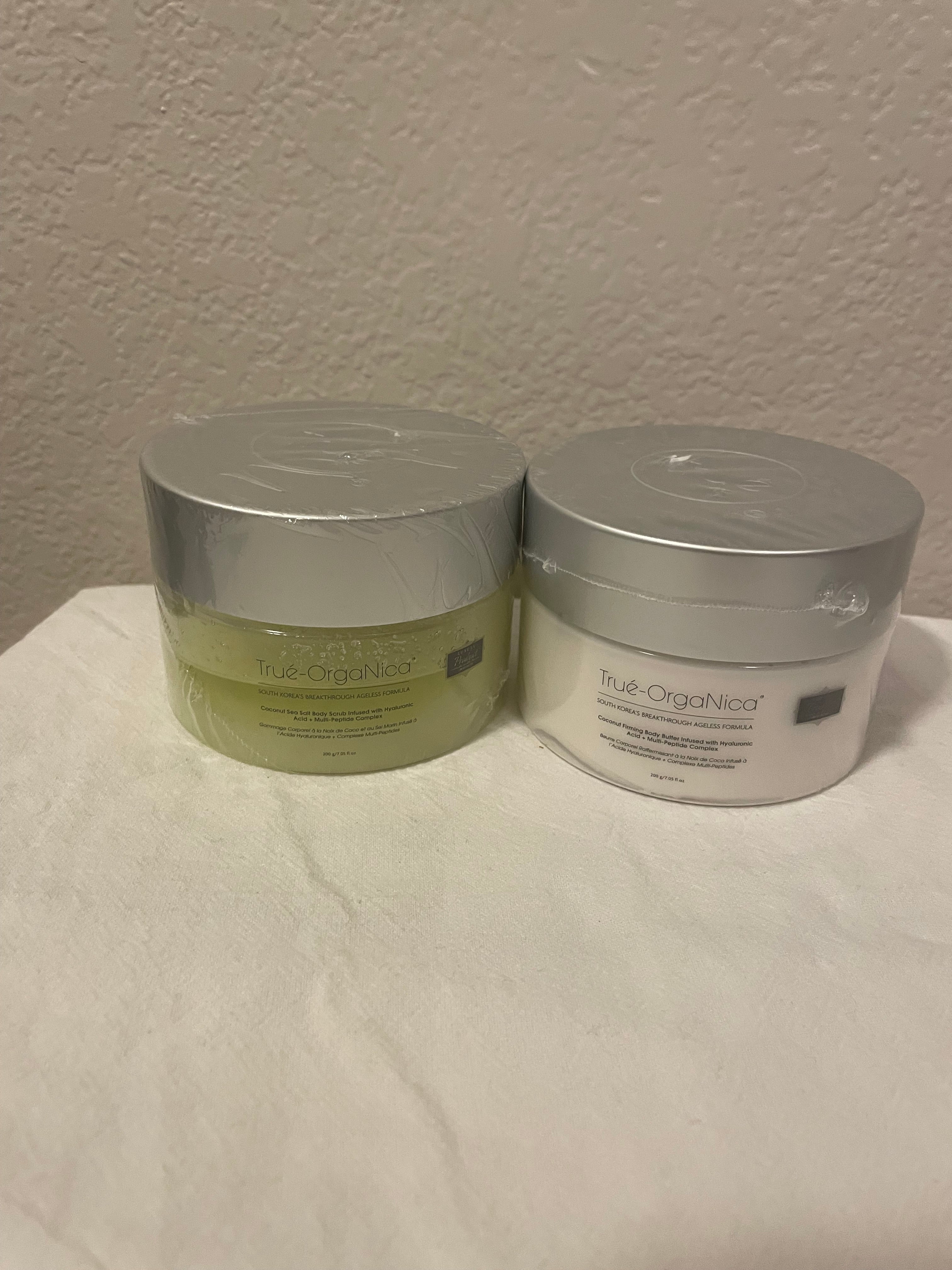 True Organica Coconut Firming Body Butter and Coconut Sea Salt Body Scrub