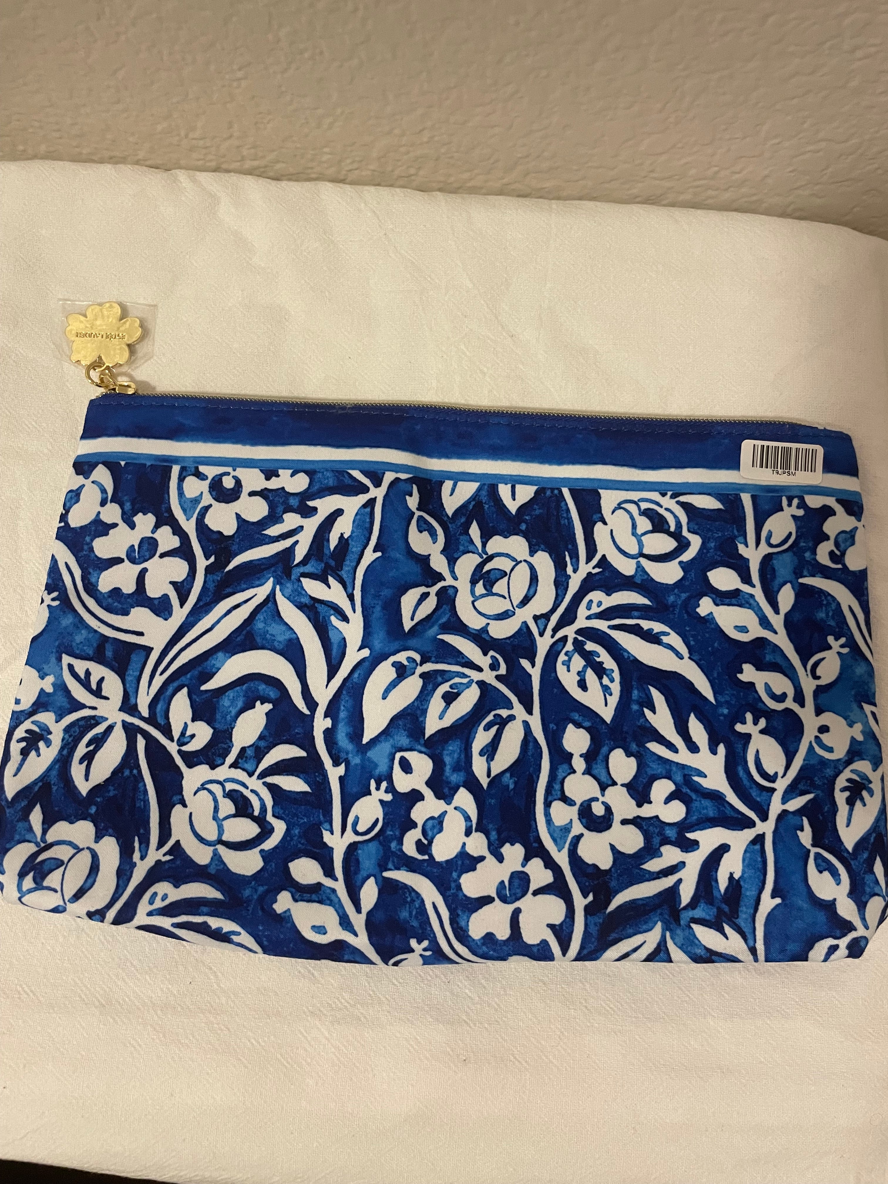 Estée Lauder Blue Floral Cosmetic Bag